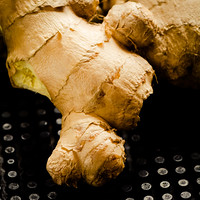 A detail of raw, fresh ginger, an essential element of the Penicillin Cocktail. Photo © 2018 Douglas M. Ford. All rights reserved.