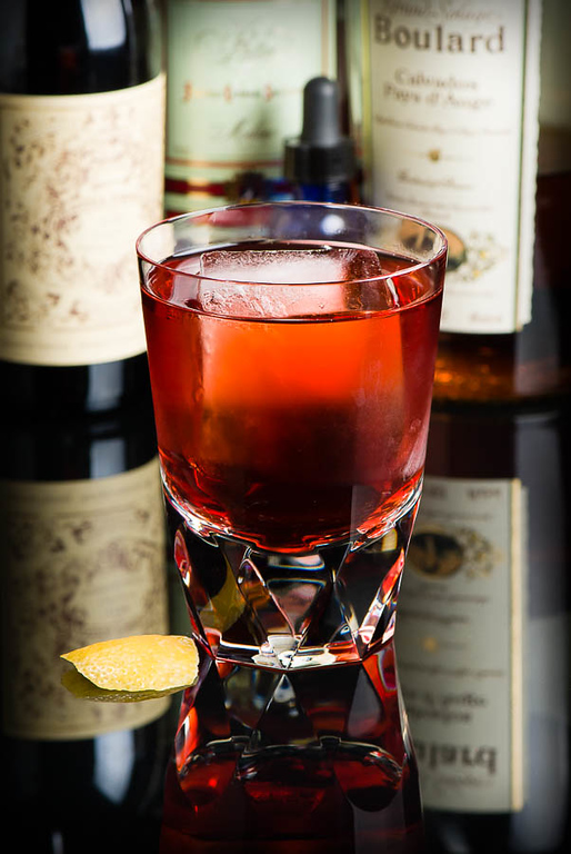 The Normandie Cocktail, an apple brandy riff on the classic Negroni. Photo © 2014 Douglas M. Ford. All rights reserved.