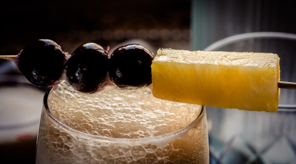 Three Dots and a Dash Cocktail garnish (detail), photo © 2015 Douglas M. Ford. All rights reserved.